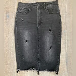 Risen Jeans Distressed Black Denim Skirt